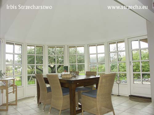 Thatch: built-in winter garden with thatched roofs, underfloor heating, roof finishing with gypsum boards - made by Irbis Thatching
