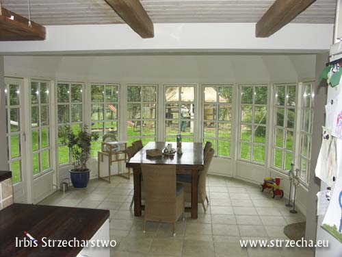 Thatch - added winter garden covered with thatched roofs, underfloor heating, roof finishing with gypsum boards