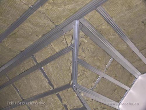 Irbis Thatching: thermal insulation of the roof surface with the under-rafter layer of insulation placed in the grate made of steel profiles